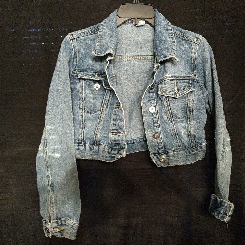 3 for $15-Distressed jean jacket